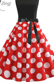 White Patchwork Polka Dot Summer Dress Women Vintage 50s 60s Pin Up Rockabilly Dress Robe Party Office