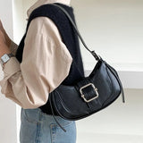 Buckled Strap Pu Leather Shoulder Bag-Outfit