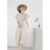 Folded High-End High-End Summer Loose Short-Sleeved Big Brand Age Reduction Medium-Long Design