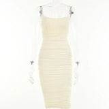 Double Layer Mesh Dress 2022 Summer Spaghetti Strap Slim Sexy Bodyon Madi Dress Backless Party Dresses With