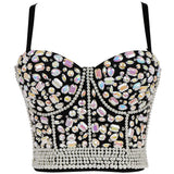 Handmade Sequin halter bustier corset crop top women summer indie tank party y2k top clubwear Cropped tube womens tops