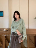 Xixi 2025 Autumn White Standard Temperament Collar Ribbon Jersey Sweater Top