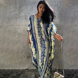 New Black Retro Snake Printed Self Belted Side Split Maxi Dress For Women Plus Size Beachwear Long Kaftan