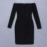Elegant Bandage Dress Black Long Sleeve Bodycon Dresses 2021 Autumn Winter Ladies Clothing Club Party