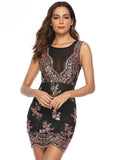Backless Sequins Summer Dress women black Mesh perspective wrap bodycon party dress elegant Night club dresses vestidos
