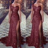 Banquet Temperament Sexy One-shoulder Long Gilding