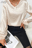 Lady Leopard Printing Chiffon Shirt Spring Autumn 2023 V-Neck Long Lantern Sleeve Loose Blouse Women's Clothing