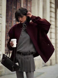 Burgundy Solid Baseball Jacket- Outfit