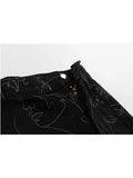 Spring Women's Irregular Long Denim Skirts Chic Print Korean Style Vintage Gothic Fashion High Waist Slim Jeans Split