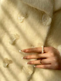 Winter Long Vintage White Thick Warm Fluffy Wool Blends Coat Women Double Breasted Elegant Luxury Designer Clothes