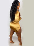 Hot Womens Goden Draped Skirt Set Two-Piece Outiftis Fashion Solid Crop Top And Side Slit Skirt Set Sexy