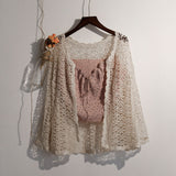 Cutout Knitted Cardigan Sweater Women Five-point Sleeves Thin Sunscreen Air Conditioning Short Sweater Female Spring