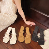 High-End!A White Word With Sandals Women Spring And Summer Square Head Fine Heels High-Heeled