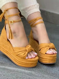 Summer Fish Platform Wedge Shoes Women Comfort Casual Ankle Strap Sandals Ladies Plus Size 43 Height Increase High