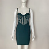New Beading Spaghetti Strap Bandages Dress Women Sleeveless Clothes Sexy Club Party Celebrity