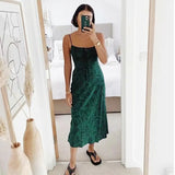 Strap Sleeveless Print Boho Summer Dress Long Women Green Floral Yellow Dresses Sundress Vintage French Style