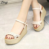 Women Summer Sandals Buckle Fashion Shoes Sandals New Fashion Sandal 7.5cm Heel Outside Sandals Black Basic