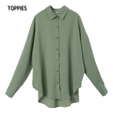 2021 Women Two Piece Set Casual Shirt Office Lady Long Sleeve Blouse Chic Elastic Waist Summer Long Trousers