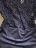 Women Lace Bodysuits Black Elegant V-Neck Short Sleeve High Waist Bodycon Romper Female Summer Patchwork Jumpsuits 2023