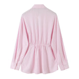 New Linen Multi-Color Belt Loose Shirt