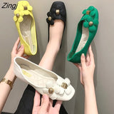 Shoes Women's 2023 New All-match Shallow Mouth Flat Shoes Retro Square Toe Shoes Non-slip Soft Bottom Shoes Flower