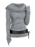 Autumn Sweater Women Colorblock Zip Embellished Hooded Sweater Oversized Warm Female Pullovers Casual Jumper