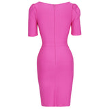 Pink Bandage Dress 2022 Christmas Short Sleeve Bandage Dress Bodycon Women Summer Mini Sexy Party Dress Evening Club