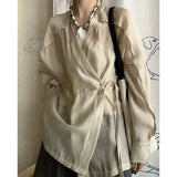 Vintage Blouses Women Harajuku Japanese Kimono Bandage Shirts Long Sleeve Sun-Proof Oversized Asymmetrical Casual Tops