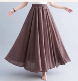 Women's Literature And Art Large Cotton Tamples Skirt Tight Waist A-Shaped Skirt Long Solid National Style Skirt 24
