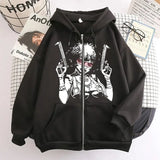 Anime Harajuku Hoodie Women Kpop Y2k Clothes Oversized Sweatshirt Genshin Impact Sweater Zip Up Man Demon Slayer