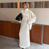 Style Jersey Top + Straight Trousers Set Women Loose Comfortable Commuting Daily Two