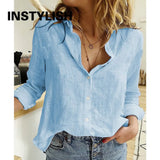 Women Casual Long Sleeve Cotton Linen Shirt Elegant Solid Cardigans Autumn Button Lapel Shirt Loose Oversized Blouse