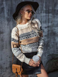 Print Loose Thick Sweater Women Autumn Winter O Neck Knitted Pullover Female Long Sleeve Jumpers