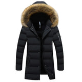 Autumn and Winter Plus Velvet Big Cotton Jacket Men's Mid-Length Hooded Cotton Jacket Tide Warm Cotton Jacket