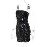 Strapless Sequin Mini Dress- Outfit