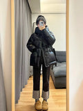 New Korean Black Gold 90% White Duck Down Jacket Women Winter Warm Thicken Hooded Coats Loose Casual Female Down