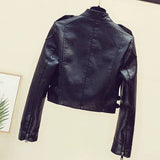 Leather Short Women Jacket Locomotive Cropped Zippers Punk Street 2023 Spring Autumn Outwear Music Concert