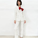 Star New Bow Decoration Wave Dot Suit Jacket Trouser Suit Two