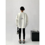 Streetwear Letter Print Sweatshirt Women Y2K Plus Fleece Thick Oversized Pullovers Bf Harajuku Korean Loose Casual