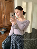 Xixi Autumn 2025 New White Standard Elegant Slanted-Sleeve-Sleeve Jacket Sweater