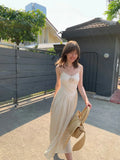Summer Sexy Women Dress Patchwork Spaghetti Strap Dresses Midi Beach Club Party Long