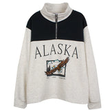 Vintage Design Panelled Letter Print Eagle Fashion Girls Sweatshirt Women 2020 Autumn New Loose Pullover Long Sleeve