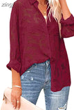 Color Hollow Chiffon Shirt Women's Spring/Summer 2023 New Tops Jacquard Button Long Sleeve Shirt Women Clothes