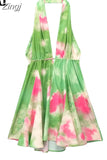Print Halter Mini Dress Woman Sexy Backless Dress Women Summer Off Shoulder Short Dresses For Women Beach Party