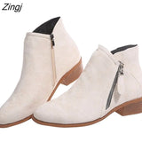 Women's Riding Short Boots Pu Leather Thick Heel Pointed Head 2023 New Autumn Platform Side Zipper Fashtion Women's Casual