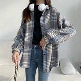 Vintage Plaid Print Thick Long Sleeve BlouseOutfit