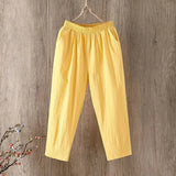 Cotton Linen Harem Pants Women Summer Loose 4XL Solid Color Pants High Waist Elastic Female Ankle-length