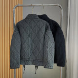 Solid Color Collar Zipper Large Pocket With Long-Sleeved Cotton Coat Water-Washed Cotton