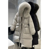 Puffer Jacket Women 2023 New Winter 90% White Duck Down Coat Female Thick Warm Hooded Big Raccoon Fur Snow