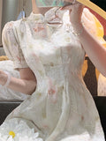 Women Fashion Vintage Midi Dress Elegant A Line Vestdios Female Party